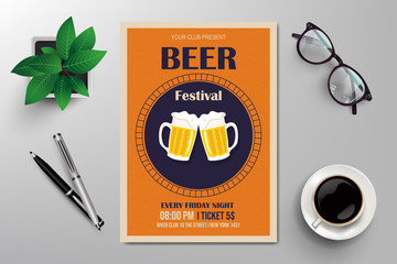 beer festival flyer template vector