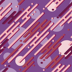 Seamless stretched geometric shapes with rounded edges pattern. Diagonal arrangement. Multicolored