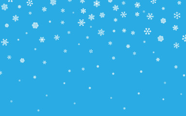 Fototapeta premium Christmas snow. Falling snowflakes on blue background. Snowfall. Vector illustration