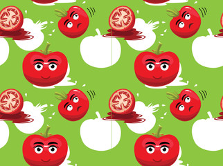 Cute Tomato Emotions Cartoon Background Seamless Wallpaper