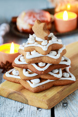 Gingerbread christmas tree. Beautiful xmas dessert.
