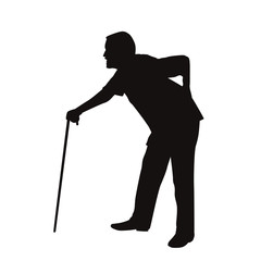 Old Man Holding Stick Silhouette
