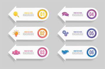 Vector Infographic Design Template with Options Steps and Marketing Icons can be used for info graph, presentations, process, diagrams, annual reports, workflow layout. Vector Illustration