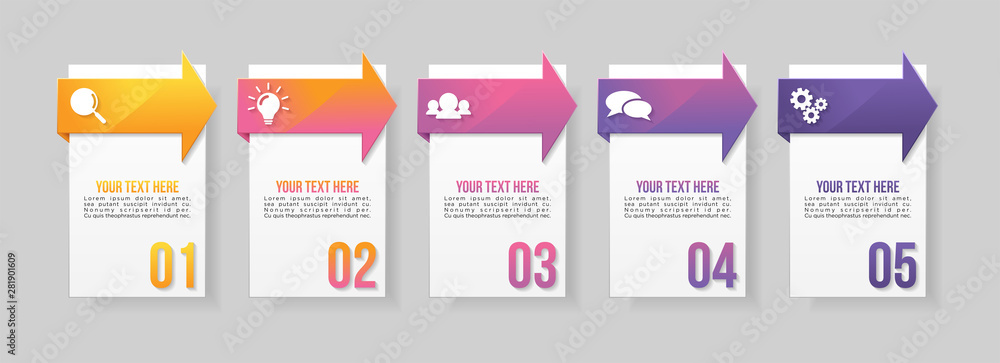 Aufkleber vector infographic design template with options steps and marketing icons can be used for info graph