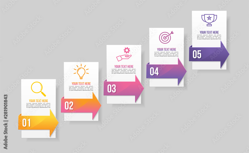 Aufkleber vector infographic design template with options steps and marketing icons can be used for info graph