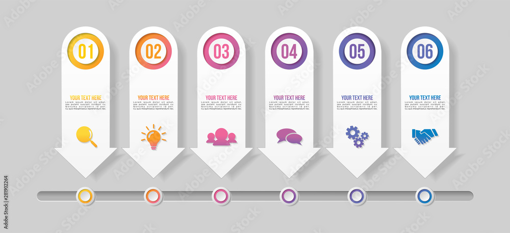 Aufkleber vector infographic design template with options steps and marketing icons can be used for info graph