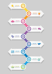 Vector Infographic Design Template with Options Steps and Marketing Icons can be used for info graph, presentations, process, diagrams, annual reports, workflow layout. Vector Illustration