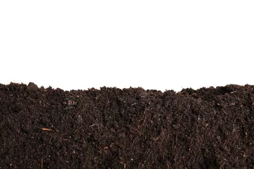 Poster Layer of fresh soil isolated on white. Gardening time © New Africa