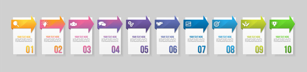 Vector Infographic Design Template with Options Steps and Marketing Icons can be used for info graph, presentations, process, diagrams, annual reports, workflow layout. Vector Illustration