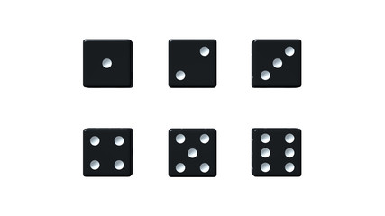 Black Dices Isolated On The White Background - 3D Illustration