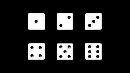 White Dices Isolated On The Black Background - 3D Illustration