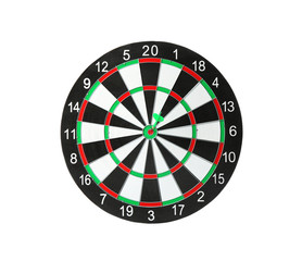 Dart board with color arrow hitting target