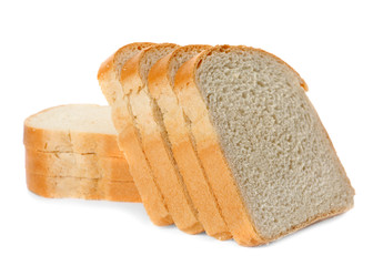 Slices of wheat bread isolated on white