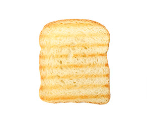 Slice of grilled wheat bread isolated on white, top view
