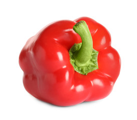 Tasty ripe red bell pepper on white background