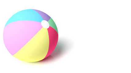 Colorful Striped Beach Ball Isolated On The White Background. Kids Toys Concept - 3D Illustration