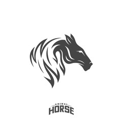 Head Horse logo design vector. Horse Fire logo template. Illustration Vector