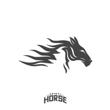 Head Horse logo design vector. Horse Fire logo template. Illustration Vector