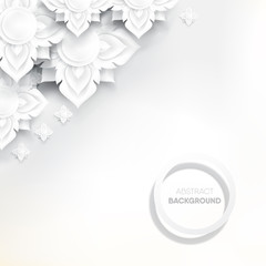Abstract white Thai flower pattern on white background. With removable frame for text. EPS10, VECTOR, Illustration