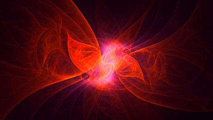 3D rendering abstract red fractal light background