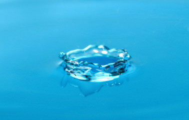 Splash of blue water with drop, closeup