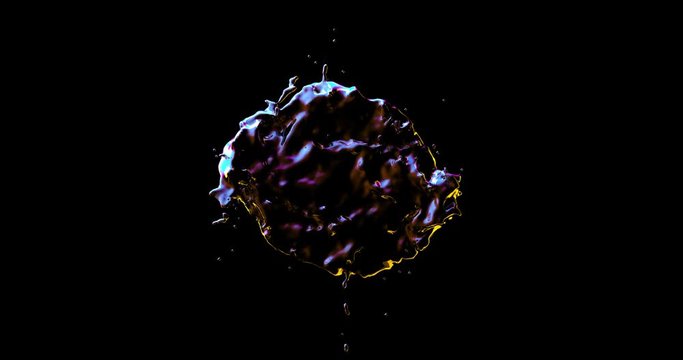 Bitcoin Cash (BCH) Cryptocurrency Symbol Appears in a Splash of Dark Liquid. CG Moving Background.