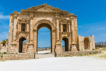 The ruins of Jerash in Jordan are the best preserved city of the early Greco-Roman era, it is the largest acropolis of East Asia. The Arch of Hadrian was built to honour the visit of Emperor Hadrian