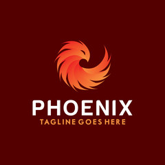 Phoenix Logo Vector With Colorful. Animal Icon.  Eagle Symbol. Bird Logotype Design Inspiration.