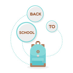 Back to school. Banner with text and backpack. Vector illustration, flat design