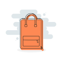 Backpack icon. Colorful back pack for school, travel, tourism and sport. Vector illustration, flat design