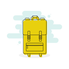 Backpack icon. Colorful back pack for school, travel, tourism and sport. Vector illustration, flat design