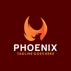 Phoenix Logo Vector With Colorful. Animal Icon.  Eagle Symbol. Bird Logotype Design Inspiration.
