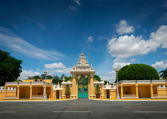 royal palace gate entance exterior in phnom penh city cambodia