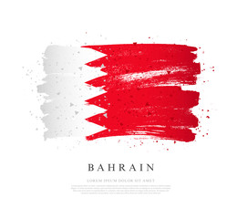 Bahrain flag. Brush strokes are drawn by hand. Independence Day.
