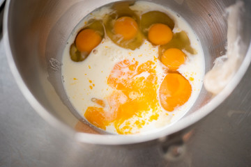 Beautiful woman is making bakery