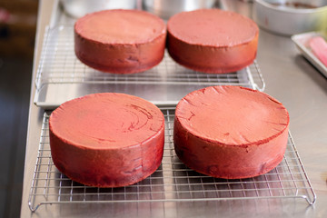 Beautiful woman is making bakery