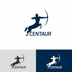 Centaur Logo White Blue Color - obrazy, fototapety, plakaty
