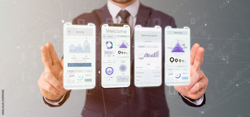 Poster application interface ui on a smartphone - 3d rendering