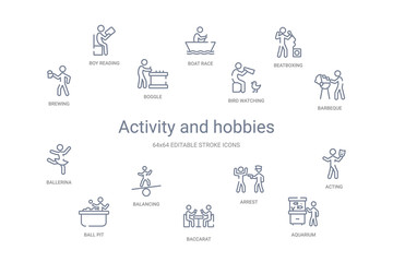 activity and hobbies concept 14 outline icons