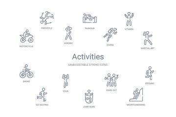 activities concept 14 outline icons