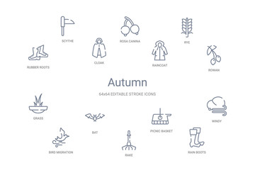 autumn concept 14 outline icons