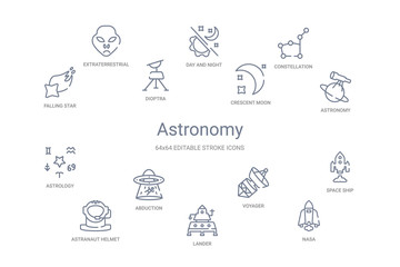 astronomy concept 14 outline icons