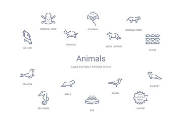 animals concept 14 outline icons