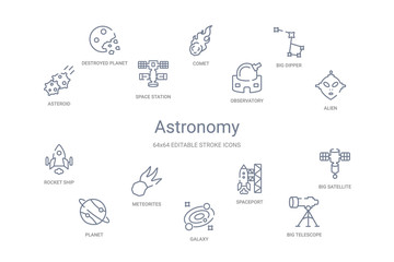 astronomy concept 14 outline icons