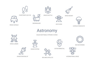 astronomy concept 14 outline icons