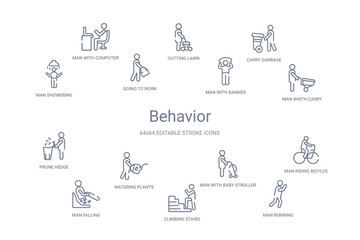 Naklejka premium behavior concept 14 outline icons