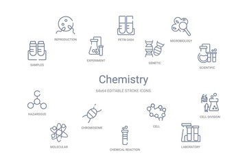 chemistry concept 14 outline icons