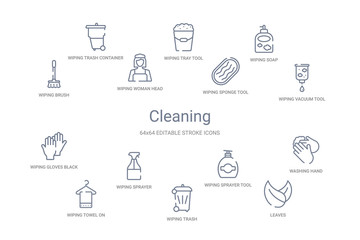 cleaning concept 14 outline icons