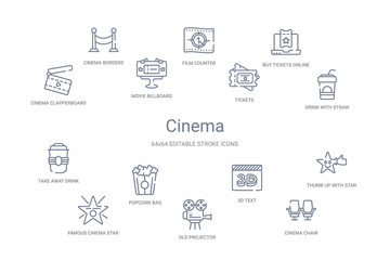 cinema concept 14 outline icons