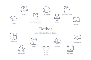 clothes concept 14 outline icons